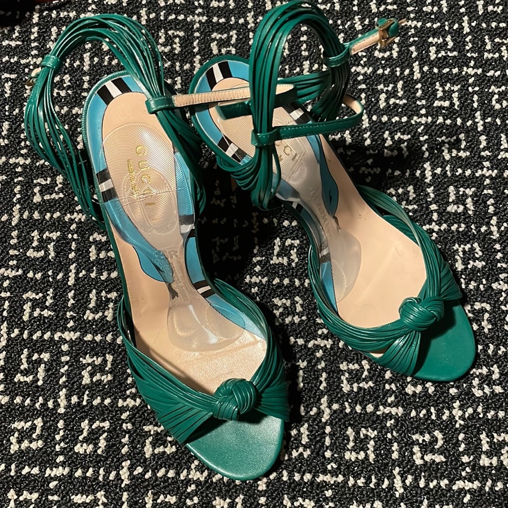 Gucci “Allie” Strappy Sandal, 38, Green Emerald